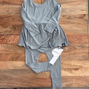 Ready Set Romper Sage Green Peplum Top and Leggings Set Size 2-3T